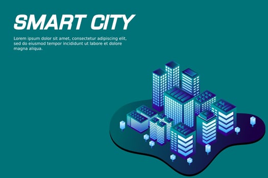 Isometric Future City. Real estate and construction industry concept vector