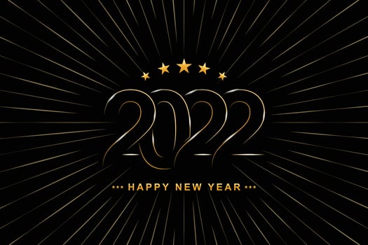 2022 Happy New Year elegant design - vector illustration of golden 2022 logo numbers on black background - perfect typography for 2022 save the date luxury designs and new year celebration.