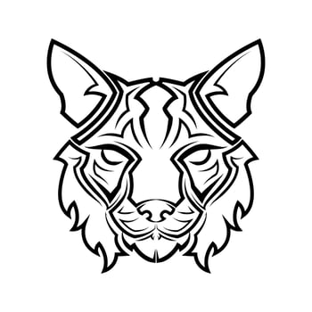 Black and white line art of wildcat head. Good use for symbol, mascot, icon, avatar, tattoo,T-Shirt design, logo or any design. vector