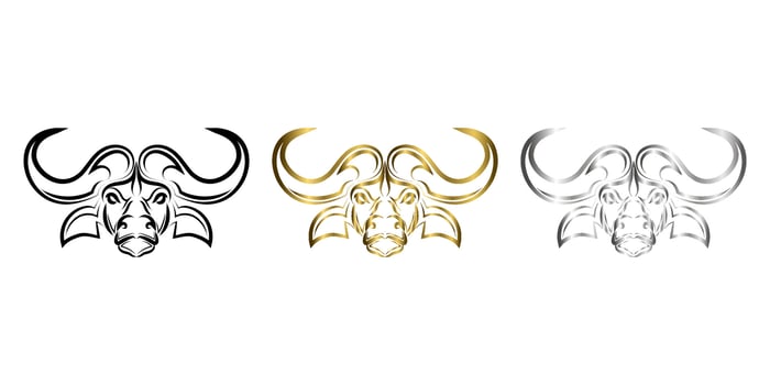 Line art vector of African buffalo head. Suitable for use as decoration or logo.