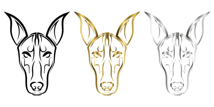 line art of Doberman Pinscher dog head. Good use for symbol, mascot, icon, avatar, tattoo, T Shirt design, logo or any design you want. vector