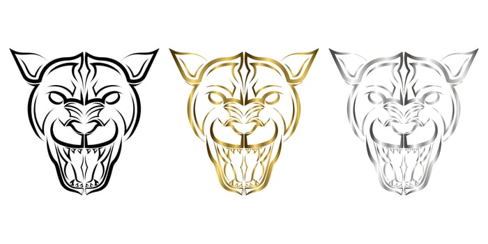 line art of cougar head. Good use for symbol, mascot, icon, avatar, tattoo, T Shirt design, logo or any design you want. vector