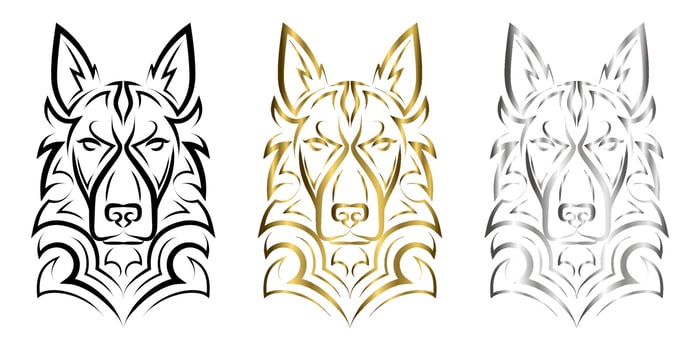 line art of german shepherd dog head. Good use for symbol, mascot, icon, avatar, tattoo, T Shirt design, logo or any design you want. vector