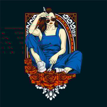 charming garage girl vector