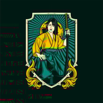 gorgeous lady samurai vector