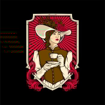 clasic girl and tea vector