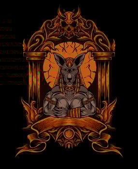 illustration anubis god with vintage ornament vector