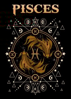 illustration Pisces zodiac symbol vector