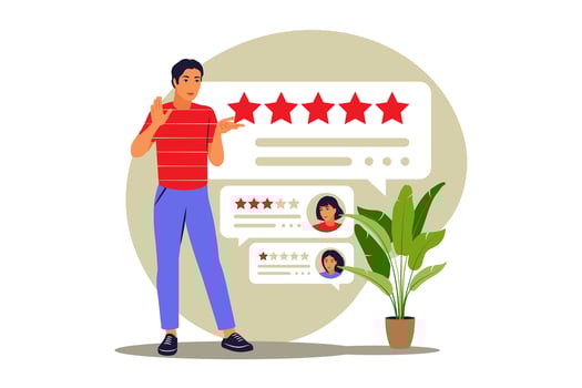 Feedback concept. Star rating. Vector illustration. Flat.