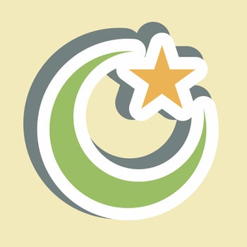Sticker Moon and Star - Simple illustration vector