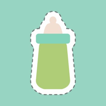 Sticker Milk Bottle 2, Line Cut - Simple illustration vector