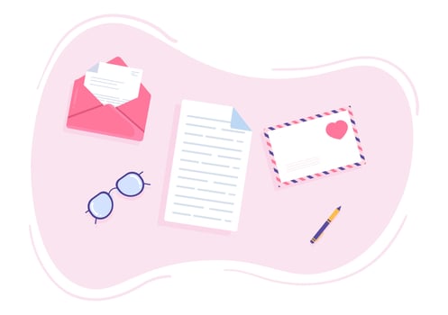 Love Letter Background Flat Illustration for Messages of Love  Fraternity or Friendship in Pink Color Usually Given on Valentine's Day in an Envelope or Greeting Card vector