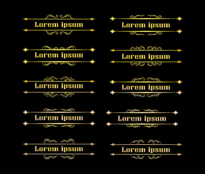 Gold Borders Elements Set Collection, ornament Vector