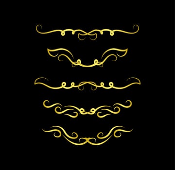 Gold Borders Elements Set Collection, ornament Vector