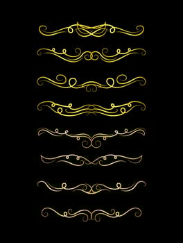 Gold Borders Elements Set Collection, ornament Vector