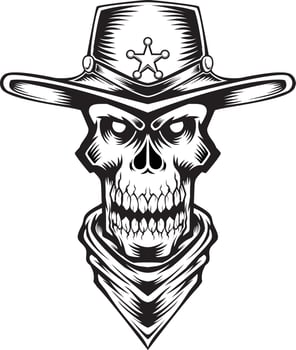 illustration vector graphic of scary skull cowboy perfect for tshirt tattoo design