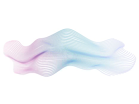 Vector wave lines flowing dynamic colorful blue pink isolated on white background for concept of AI technology, digital, communication, science, music