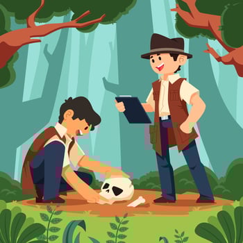 Anthropologist Measuring the Skull vector