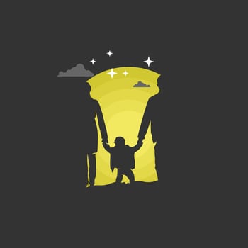 Parents hold their Child's hand. Silhouette vector