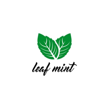 mint leaf logo template in white background vector