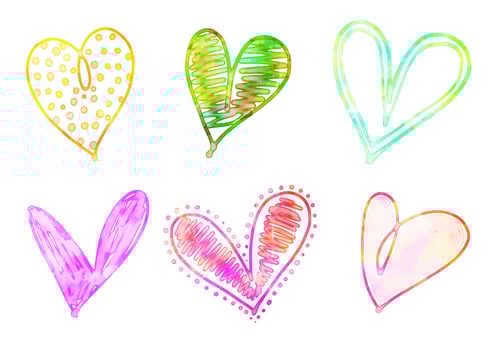 Watercolor Love Heart Doodles vector