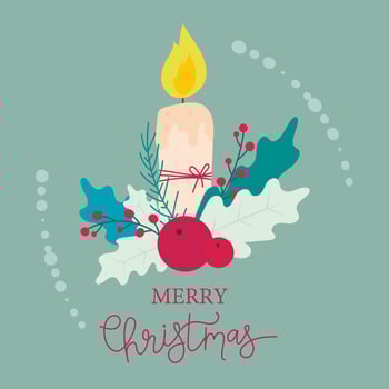 Candle and Ornaments Christmas Eve Candlelight Service Invitation. Vector Design