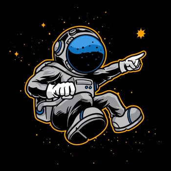 Hand drawn illustration of cute astronaut flying on outer space vector