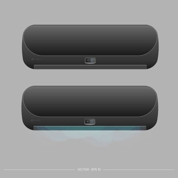 Black air conditioner emits cold 3d. Realistic air conditioner . vector