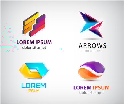 Vector set of Logo templates. Modern abstract unity, 2 parts creative signs, symbols. Design geometric elements. Identity logotype concepts