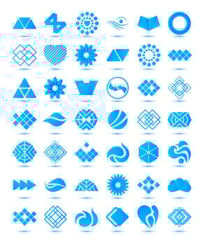 set of vector various geometrical abstract icons, signs, symbols, logos