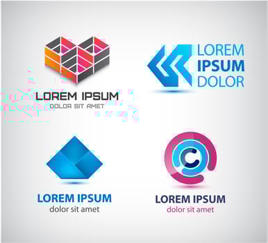 Vector set of abstract shapes, logos, icons isolated.