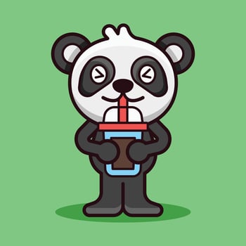 Panda Drink Bubble Tea Illustration vector