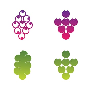 Grape logo template icon set vector