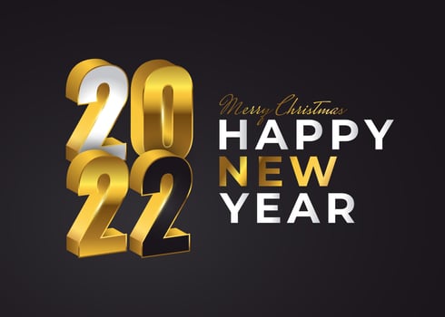 Happy New Year 2022 Banner or Poster Design with Luxury Numbers in 3D Style. New Year Celebration Design Template for Flyer, Poster, Brochure, Card, Banner or Postcard vector