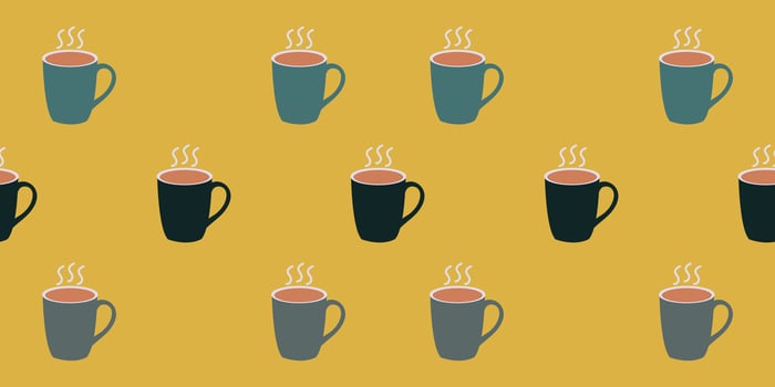 Oval Coffee Mug Seamless Pattern Yellow Background vector