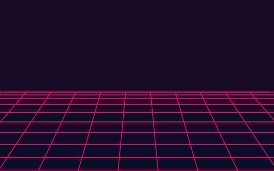 Retro Neon Light Abstract Background. Vector cyber illustration wallpaper in meta verse. Backdrop for website landingpage big data and block chain, Low Light Neon Tron Background