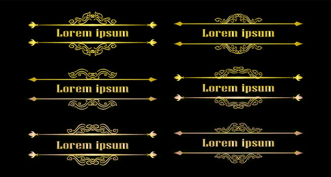 Gold Borders Elements Set Collection, ornament Vector