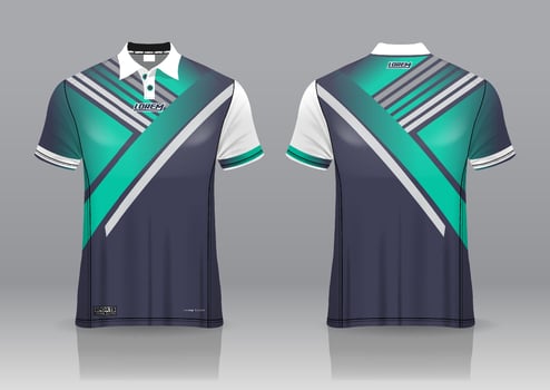 polo shirt uniform design, can be used for badminton, golf in front view, back view. jersey mockup Vector, design premium very simple and easy to customize vector