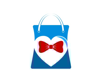 Shopping paper bag with bow tie and love shape inside vector