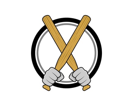 Hand holding a baseball bat crossed vector