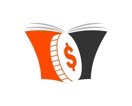 Education book with financial money coin inside vector