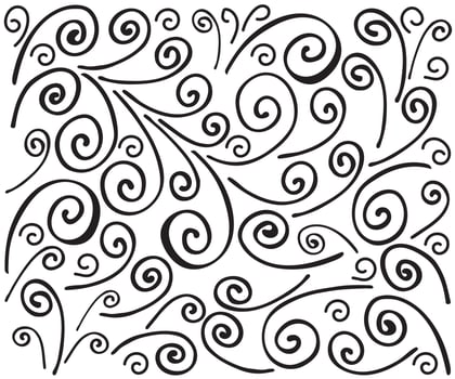 black and white pattern of curls and spirals vector