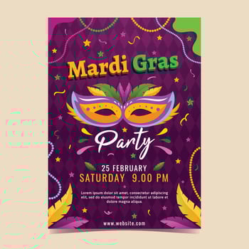 Masquerade Party Mardi Gras Poster Template vector
