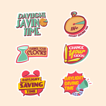 Daylight Saving Time Sticker Set vector