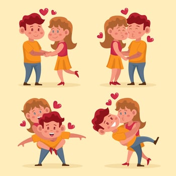Characters of Couples Celebrating Valentines Day vector