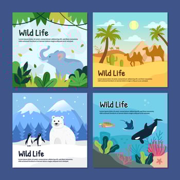 Wildlife Animal in Different Habitats vector