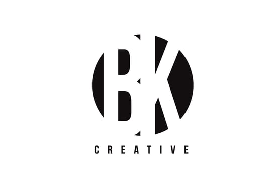 BK B K White Letter Logo Design with Circle Background. vector