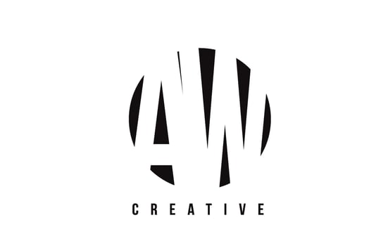 AW A W White Letter Logo Design with Circle Background. vector