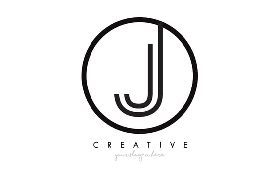 J Letter Icon Logo Design With Monogram Creative Look. Letter Circle Line Design vector