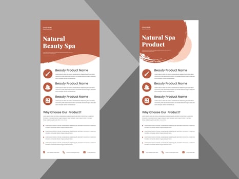 natural beauty product roll up banner design template. beauty spa product poster leaflet design. cover, roll up banner, poster, print-ready vector